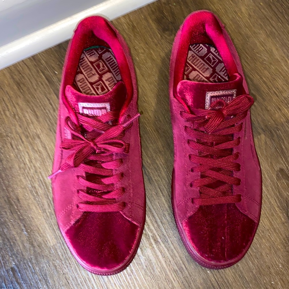 burgundy puma suede